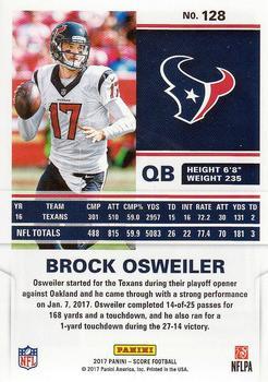 2017 Score - Black #128 Brock Osweiler Back