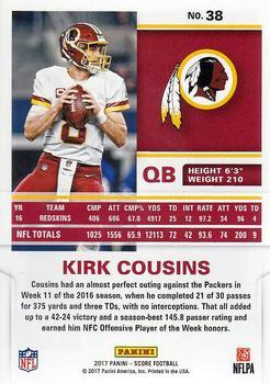 2017 Score - First Down #38 Kirk Cousins Back