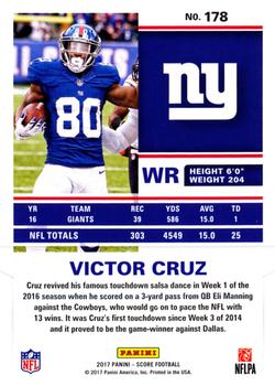 2017 Score - Gold #178 Victor Cruz Back