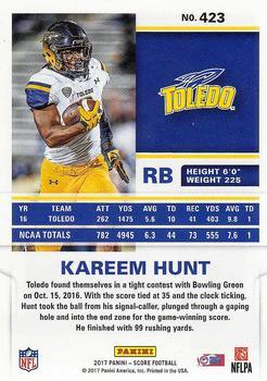 2017 Score - Green #423 Kareem Hunt Back