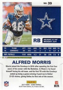 2017 Score - Red #39 Alfred Morris Back