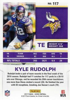 2017 Score - Red #117 Kyle Rudolph Back