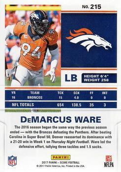 2017 Score - Red #215 DeMarcus Ware Back