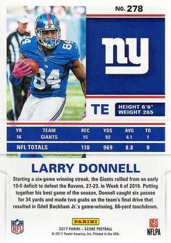 2017 Score - Red #278 Larry Donnell Back