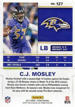 2017 Score - Red Zone #127 C.J. Mosley Back