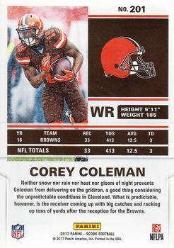 2017 Score - Red Zone #201 Corey Coleman Back