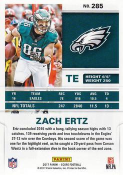 2017 Score - Red Zone #285 Zach Ertz Back