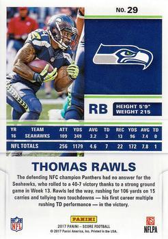 2017 Score - Scorecard #29 Thomas Rawls Back