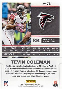 2017 Score - Scorecard #73 Tevin Coleman Back