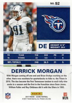 2017 Score - Scorecard #92 Derrick Morgan Back