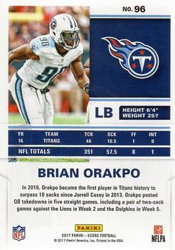2017 Score - Scorecard #96 Brian Orakpo Back