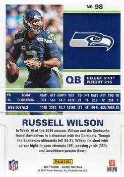 2017 Score - Scorecard #98 Russell Wilson Back