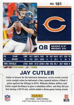 2017 Score - Scorecard #181 Jay Cutler Back