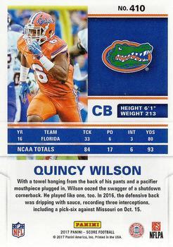 2017 Score - Scorecard #410 Quincy Wilson Back