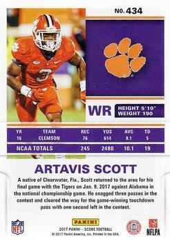 2017 Score - Scorecard #434 Artavis Scott Back