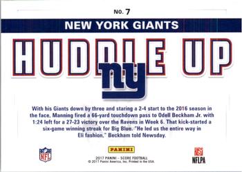 2017 Score - Huddle Up #7 New York Giants Back