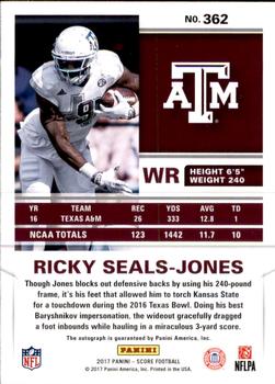 2017 Score - Rookie Autographs #362 Ricky Seals-Jones Back