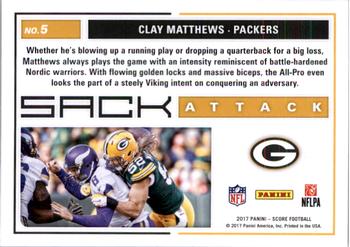 2017 Score - Sack Attack #5 Clay Matthews Back
