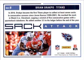 2017 Score - Sack Attack #6 Brian Orakpo Back