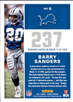 2017 Score - Standout Numbers #6 Barry Sanders Back
