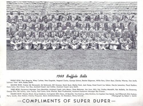 1965 Super Duper Markets Buffalo Bills #NNO Team Photo Front