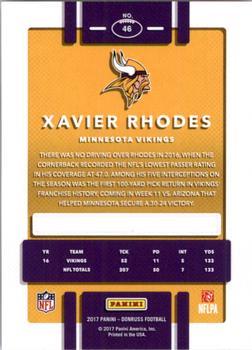 2017 Donruss #46 Xavier Rhodes Back