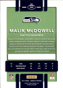 2017 Donruss #389 Malik McDowell Back