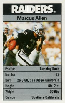 1988 Ace Fact Pack Los Angeles Raiders #1 Marcus Allen Front