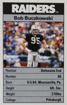 1988 Ace Fact Pack Los Angeles Raiders #3 Bob Buczkowski Front