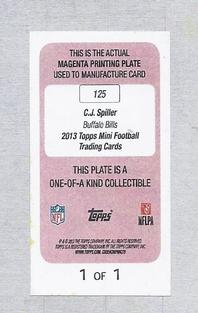 2013 Topps Mini - Printing Plates Magenta #125 C.J. Spiller Back