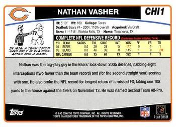 2006 Topps Chicago Bears #CHI1 Nathan Vasher Back