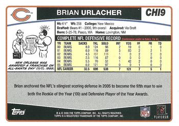 2006 Topps Chicago Bears #CHI9 Brian Urlacher Back