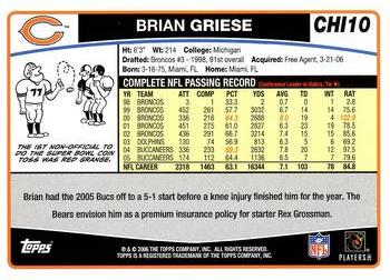 2006 Topps Chicago Bears #CHI10 Brian Griese Back