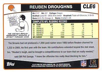 2006 Topps Cleveland Browns #CLE6 Reuben Droughns Back
