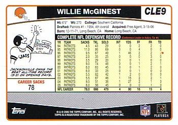 2006 Topps Cleveland Browns #CLE9 Willie McGinest Back
