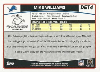 2006 Topps Detroit Lions #DET4 Mike Williams Back