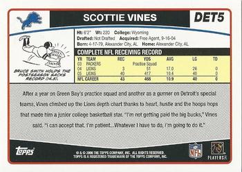2006 Topps Detroit Lions #DET5 Scottie Vines Back