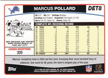2006 Topps Detroit Lions #DET8 Marcus Pollard Back