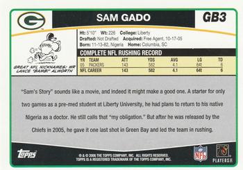2006 Topps Green Bay Packers #GB3 Samkon Gado Back