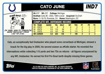 2006 Topps Indianapolis Colts #IND7 Cato June Back