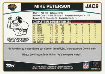 2006 Topps Jacksonville Jaguars #JAC9 Mike Peterson Back