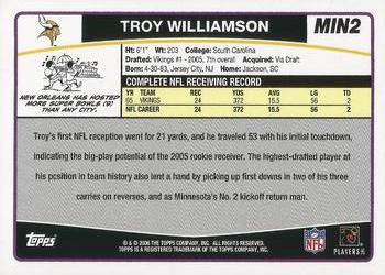 2006 Topps Minnesota Vikings #MIN2 Troy Williamson Back