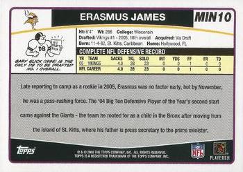 2006 Topps Minnesota Vikings #MIN10 Erasmus James Back