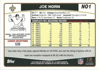 2006 Topps New Orleans Saints #NO1 Joe Horn Back