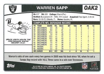 2006 Topps Oakland Raiders #OAK2 Warren Sapp Back