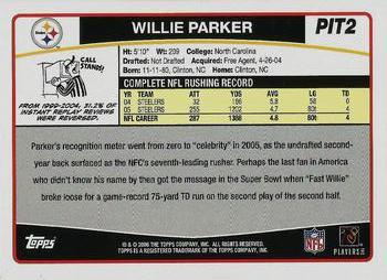 2006 Topps Pittsburgh Steelers #PIT2 Willie Parker Back