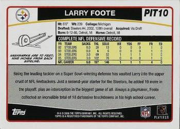 2006 Topps Pittsburgh Steelers #PIT10 Larry Foote Back