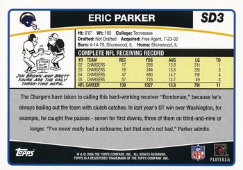 2006 Topps San Diego Chargers #SD3 Eric Parker Back