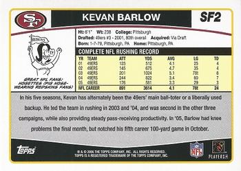 2006 Topps San Francisco 49ers #SF2 Kevan Barlow Back