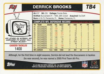 2006 Topps Tampa Bay Buccaneers #TB4 Derrick Brooks Back